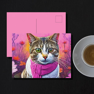 Carte Postale Jazzy Kitty au début du printemps