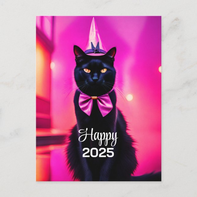 Carte Postale Jazzy Kitty - Heureux 2025 (Devant)