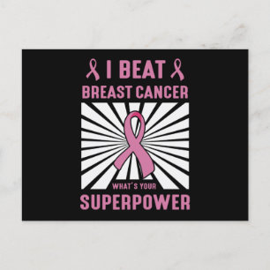 Carte Postale Je bats le cancer du sein Survivante Superpuissanc