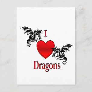 Carte Postale Je Coeur Dragons