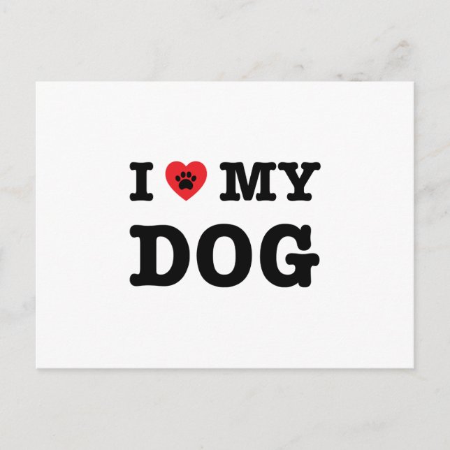 Carte Postale Je Coeur mon chien (Devant)