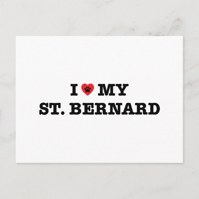 Carte Postale Je Coeur Mon St Bernard (Devant)