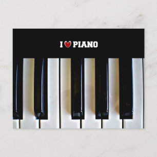 Carte Postale Je cœur Piano avec touches de piano