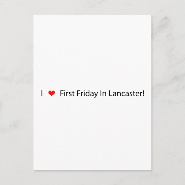 Carte Postale Je Coeur Premier Vendredi À Lancaster (Devant)