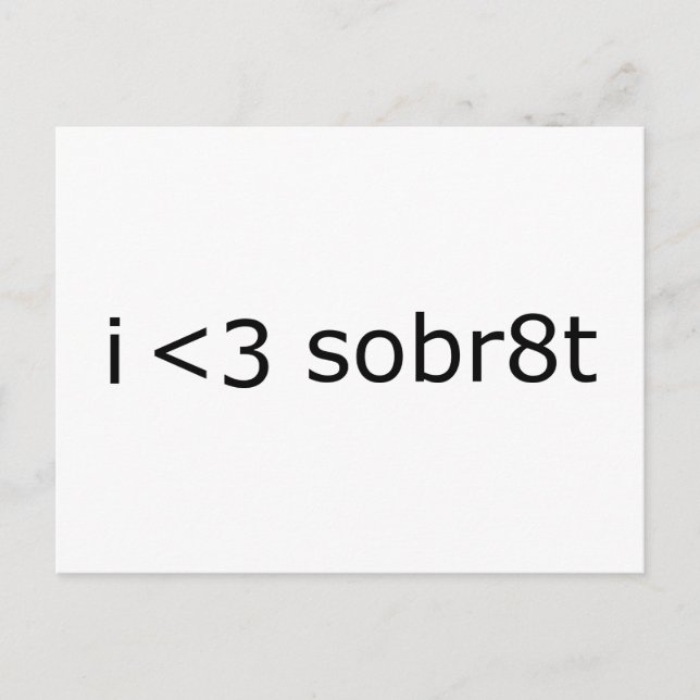 Carte Postale Je coeur Sobriété (Devant)