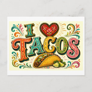 Carte Postale Je [Cœur] Tacos