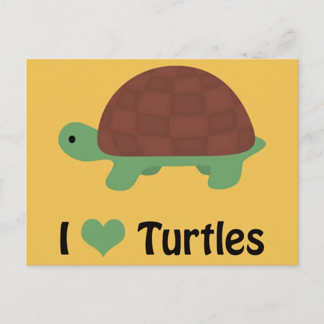 Carte Postale Je coeur Tortues mignonnes Petite Tortue Cartoon (Devant)