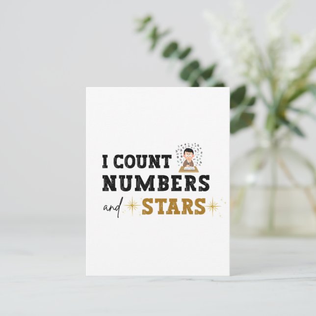 Carte Postale Je compte les nombres et les étoiles - Comptable (Debout devant)