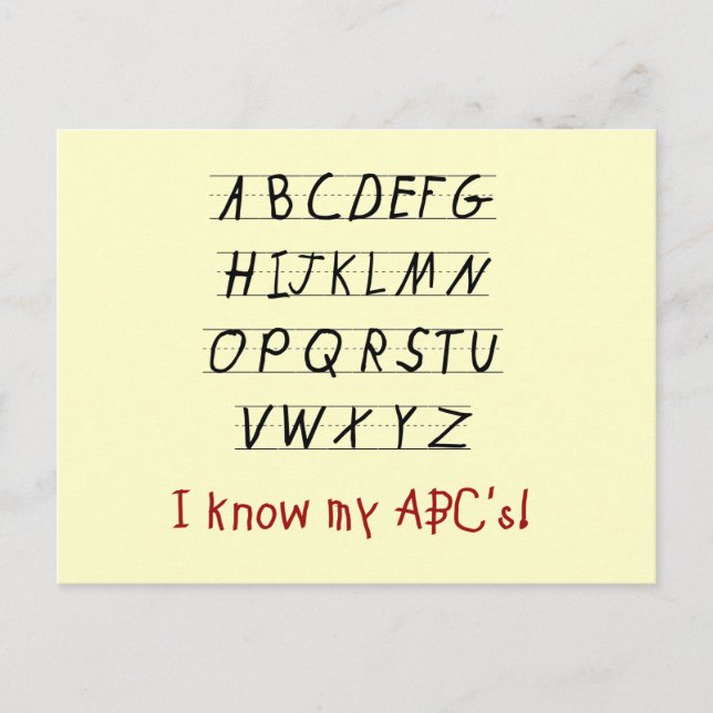 Carte Postale Je connais mes ABC T-shirts et cadeaux (Devant)