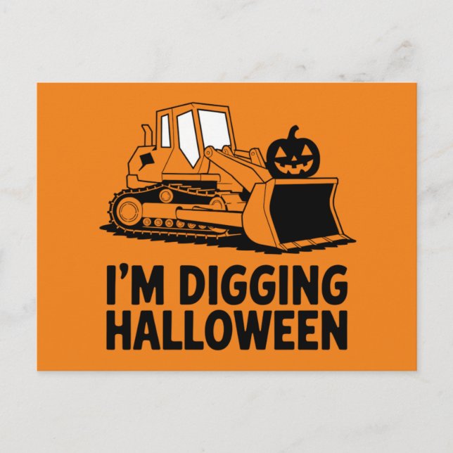 Carte Postale Je creuse Halloween Citrouille Tracteur Visage enf (Devant)