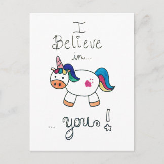 Carte Postale Je crois en VOUS ! Unicorne