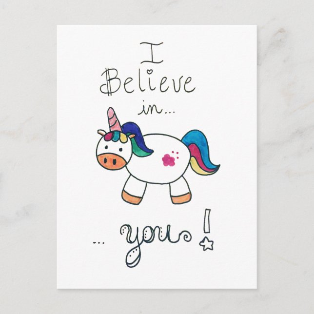 Carte Postale Je crois en VOUS ! Unicorne (Devant)