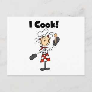Carte Postale Je cuisine - Chef féminin