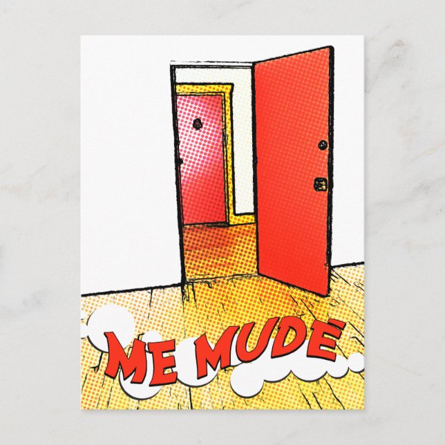 Carte Postale je déménage : porte comique (Devant)