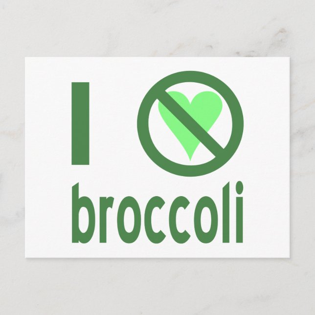 Carte Postale Je déteste le texte vert brocoli (Devant)