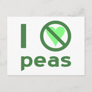 Carte Postale Je déteste les petits pois Texte vert