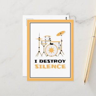 Carte Postale Je Détruis Silence Funny Drummer