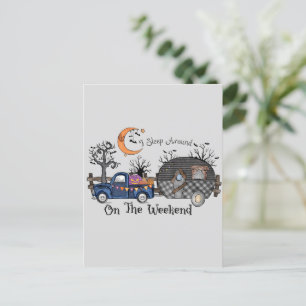 Carte Postale Je dors le week-end - Drôle Halloween