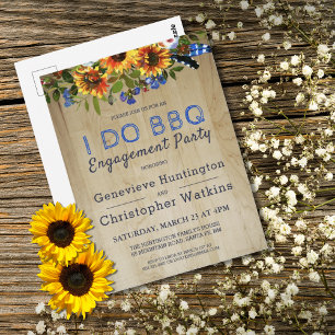 Carte Postale Je fais BBQ Rustique Floral Barn Wood Engagement P