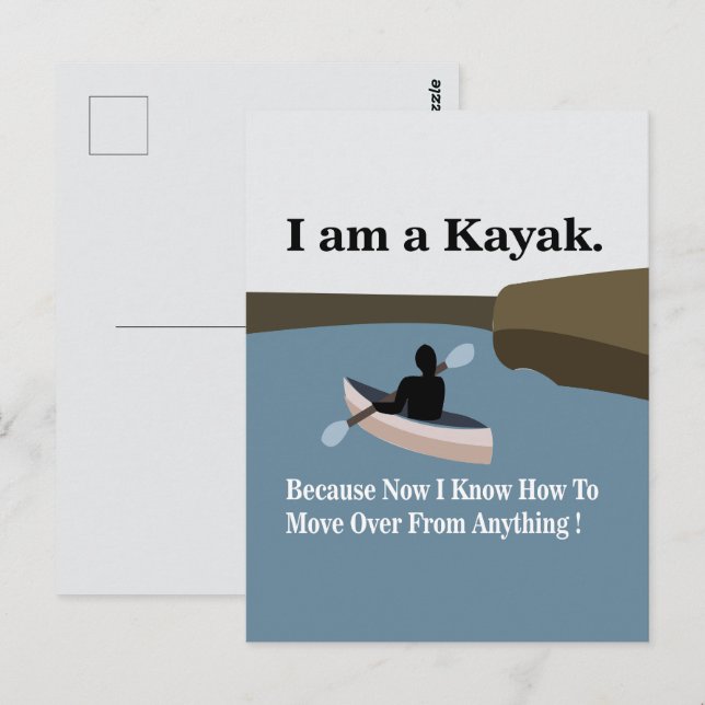 Carte Postale Je fais du kayak en kayak (Devant / Derrière)