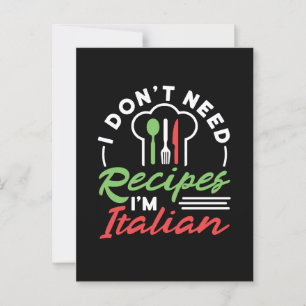 Carte Postale Je n'ai pas besoin de recettes Je suis Italien drô