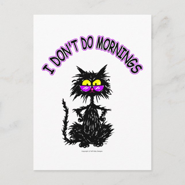 Carte Postale "Je ne fais pas le matin" Cadeaux de chats (Devant)