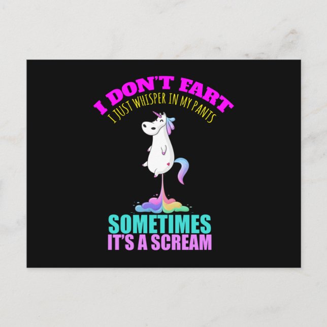 Carte Postale Je ne pète pas Unicorn Unicorn Farts (Devant)