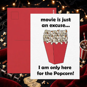 Carte Postale Je ne suis ici que pour le pop-corn Citation drôle