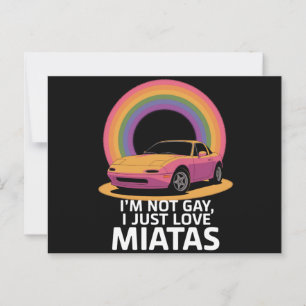 Carte Postale Je ne suis pas gay, j'aime juste Miatas LGBT Rainb