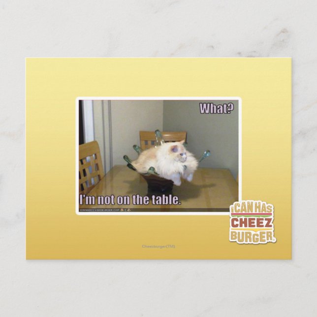 Carte Postale Je ne suis pas sur la table (Devant)