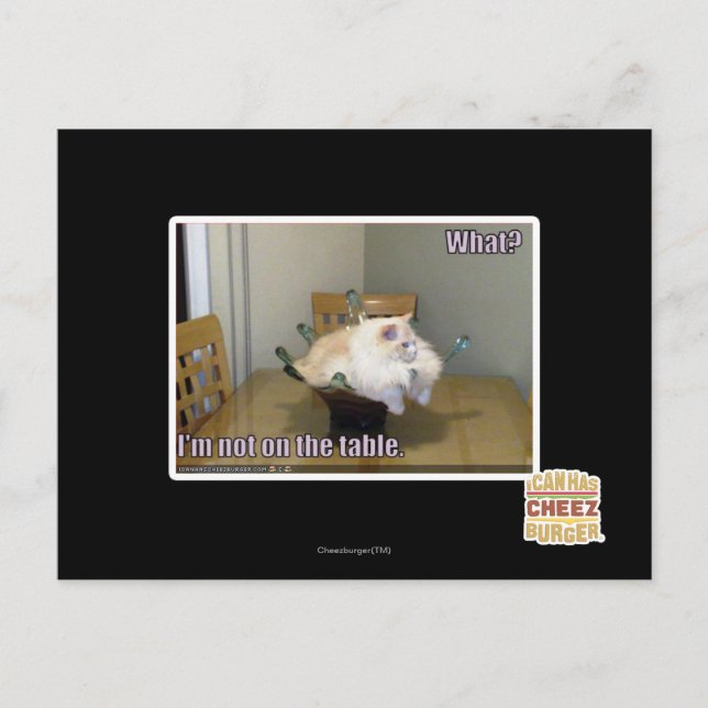 Carte Postale Je ne suis pas sur la table (Devant)