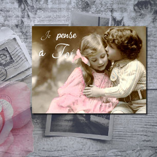 Carte Postale Je pense a toi - Amour vintage