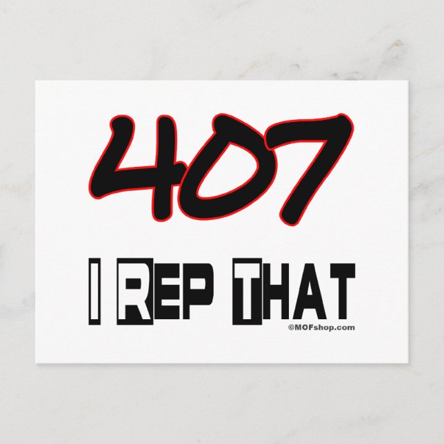 Carte Postale Je Représente Le Code Régional 407 (Devant)