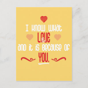 Carte Postale Je sais ce que l'amour est l'amour Citation
