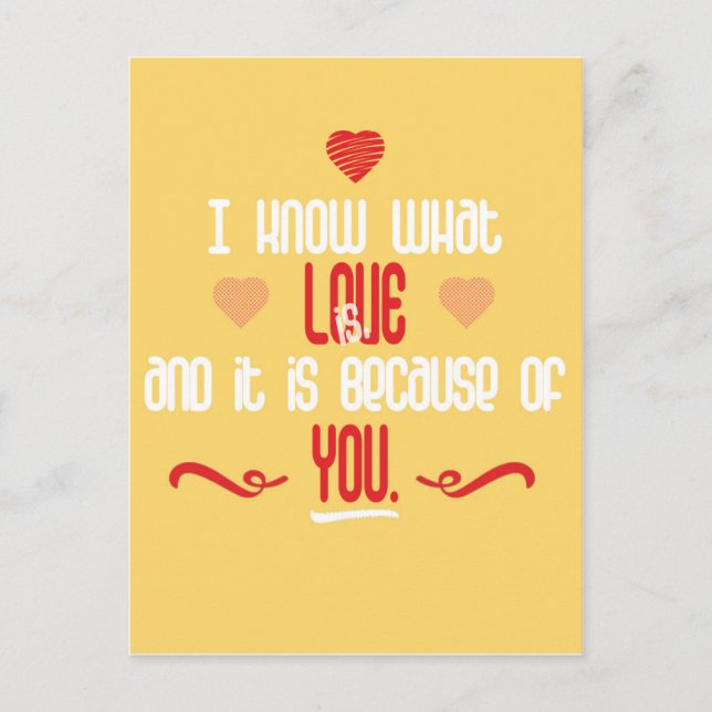 Carte Postale Je sais ce que l'amour est l'amour Citation (Devant)