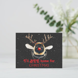 Carte Postale Je serai de retour à la maison pour Noël Reindeer 