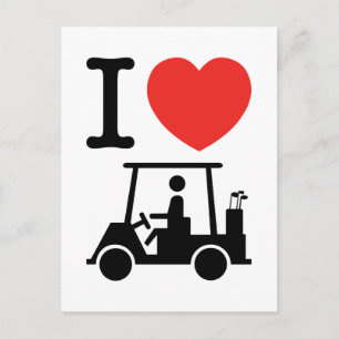 Carte Postale Je suis amoureux (J'aime) chariot de golf