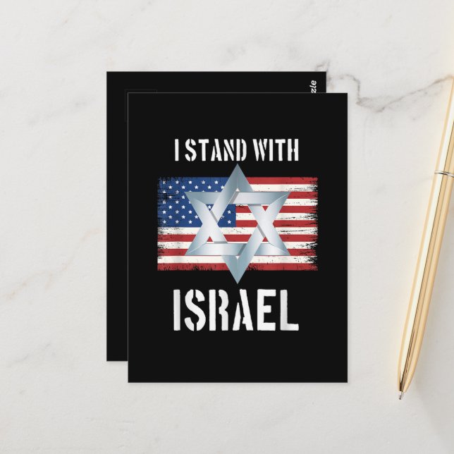 Carte Postale je suis avec israël (Devant/Arrière en situation)