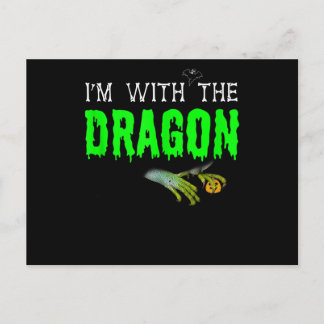Carte Postale Je suis avec le dragon drôle couple Halloween cosp