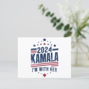 Carte Postale Je suis avec son vote Kamala pour 2024 Kamala-Harr