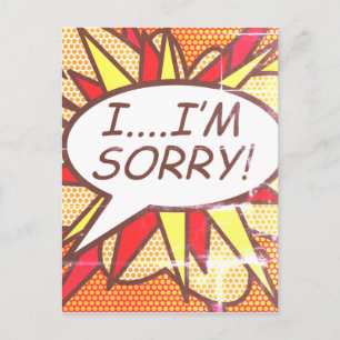 Carte Postale JE SUIS DÉSOLÉ Fun Retro Bande Dessinée Pop Art