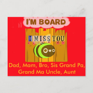 Carte Postale Je suis en planche, tu me manques Impression d'art