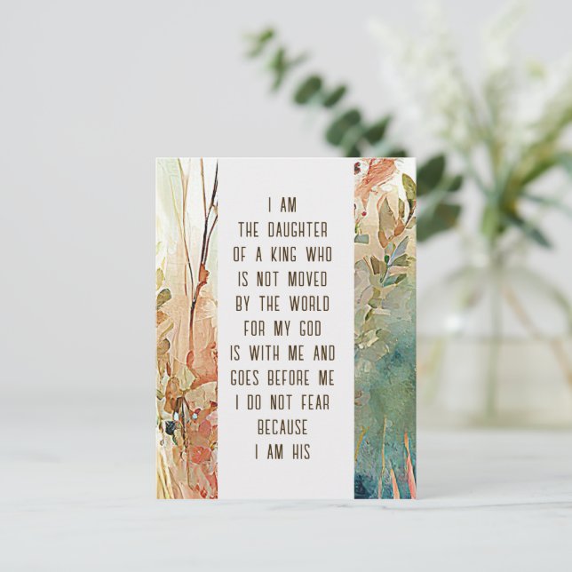 Carte Postale Je suis la fille d'une citation de la foi chrétien (Debout devant)
