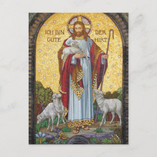 Carte Postale "JE SUIS LE BON BERGER" Jean 10:11 Art Mosaïque