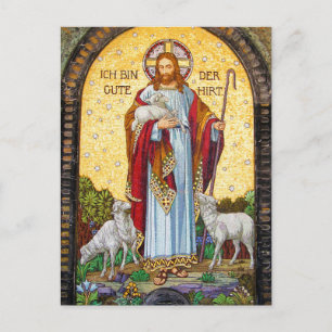 Carte Postale "JE SUIS LE BON SHEPHERD" Jean 10:11 Art Mosaïque