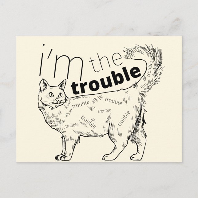 Carte Postale Je suis le problème drôle chat - minimum noir & cr (Devant)