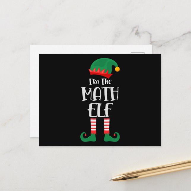 Carte Postale Je Suis L'Elfe Math Qui Correspond À Noël (Devant/Arrière en situation)
