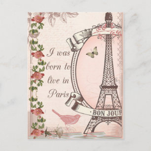 Carte Postale Je suis né pour vivre à Paris