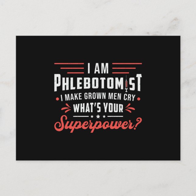 Carte Postale Je Suis Phlebotomiste Superpower Phlebotomy Hospit (Devant)