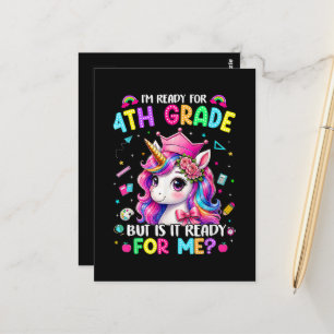 Carte Postale Je suis prêt pour la licorne de 4e année, premier